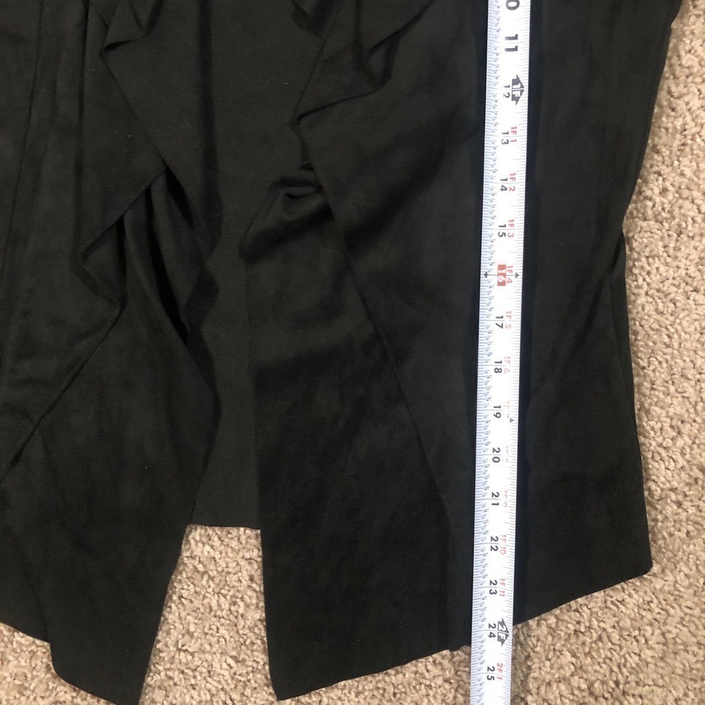 Catherine Malandrino Black Faux Suede Open Cascade Waterfall Jacket Petite Small - Picture 12 of 13
